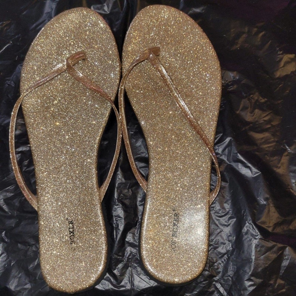 Gold Glitter Flip Flops women size 7/8